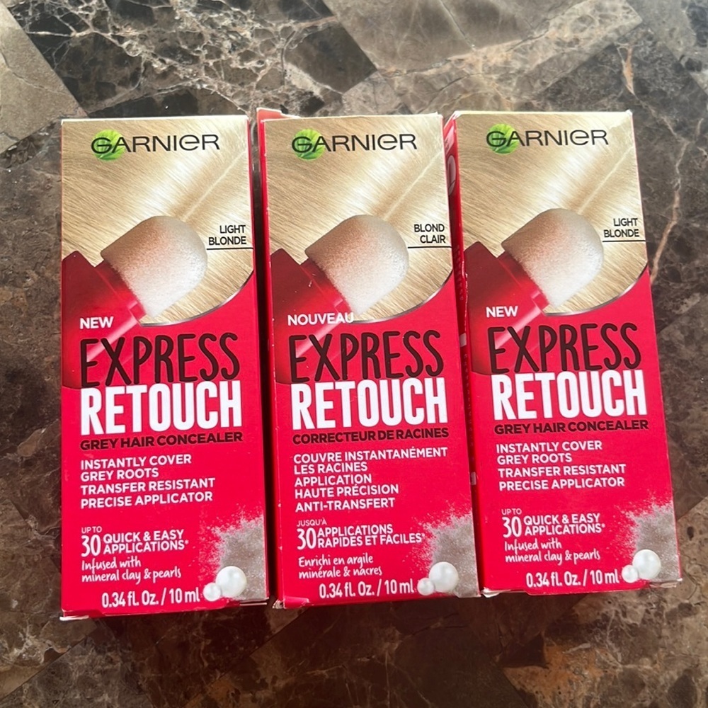 NWT bundle of 3 Garnier Express Retouch Grey Hair Concealer Light Blonde